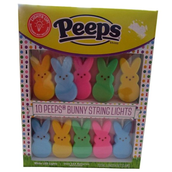 Peeps Bunny String 10 Light Batteries Not Included New Easter Bonnets or Baskets - Picture 1 of 15